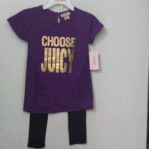 Juicy Couture Girls Shirt & Leggings 2 Piece Set Purple/ Black  size 5